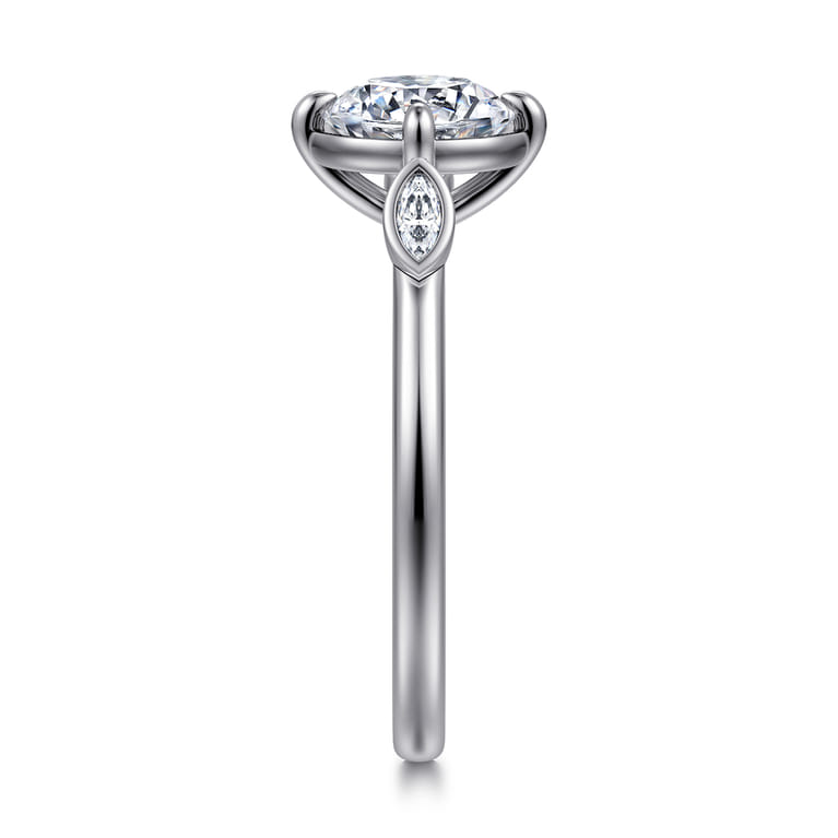 Charli - 14K White Gold Bezel Prong Round Three Stone Diamond Engagement Ring - 0.1 ct - Shot 4