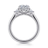 Darline - 14K White Gold Round Three Stone Lotus Diamond Engagement Ring - 0.22 ct