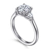 Darline - 14K White Gold Round Three Stone Lotus Diamond Engagement Ring - 0.22 ct