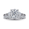 Darline - 14K White Gold Round Three Stone Lotus Diamond Engagement Ring - 0.22 ct