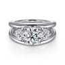 Danni - 14K White Gold Round Three Stone Diamond Engagement Ring - 0.75 ct