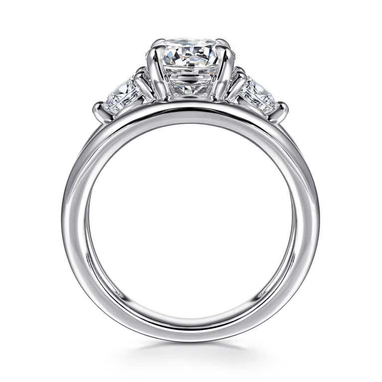 Danni - 14K White Gold Round Three Stone Diamond Engagement Ring - 0.75 ct - Shot 2