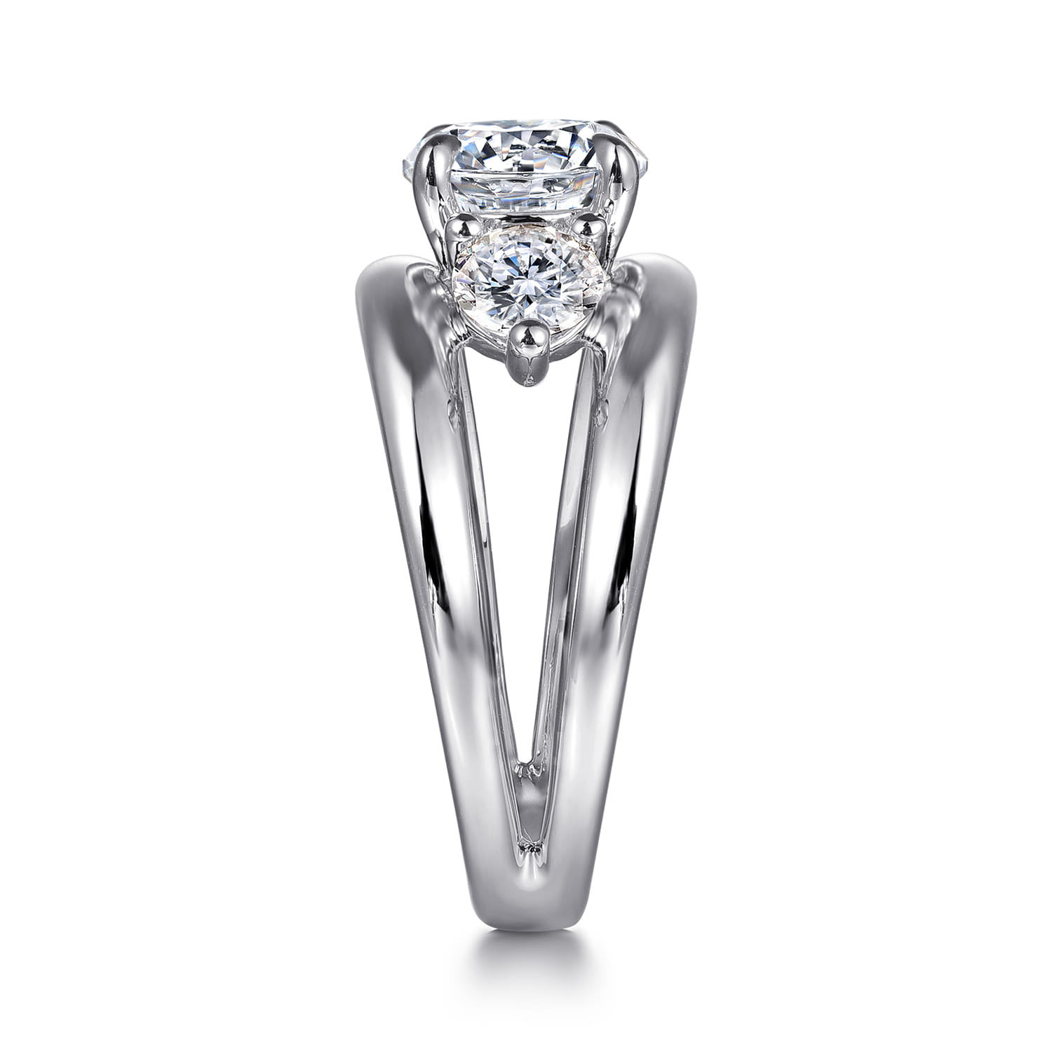Danni - 14K White Gold Round Three Stone Diamond Engagement Ring - 0.75 ct - Shot 5