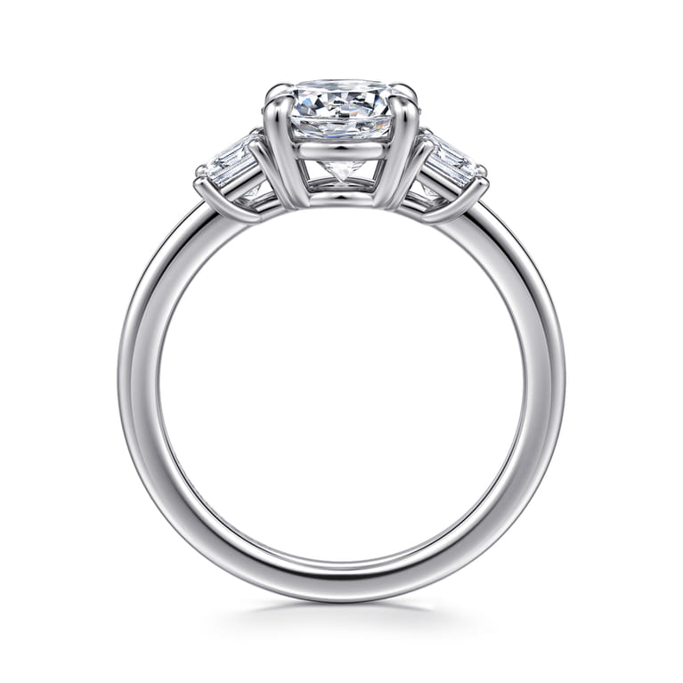 Stephi - 14K White Gold Round Three Stone Diamond Engagement Ring - 0.6 ct - Shot 2