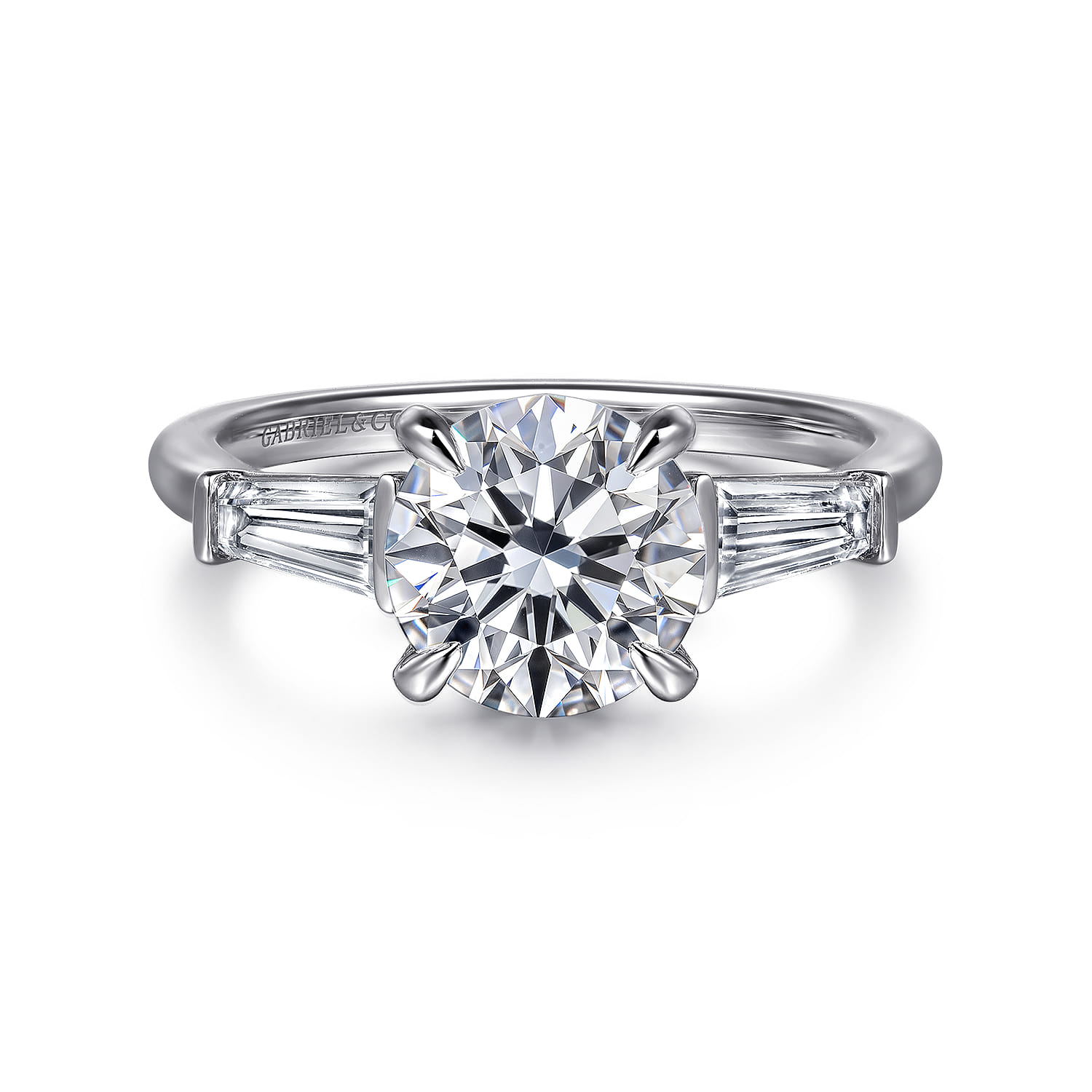 Acacia - 14K White Gold Round Three Stone Diamond Engagement Ring - 0.5 ct - Shot 1