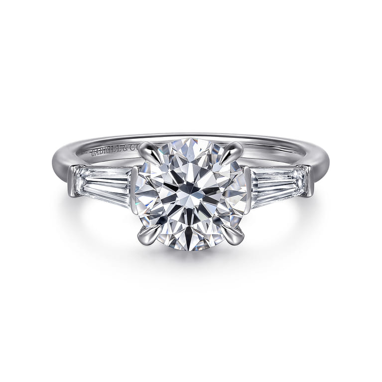 Acacia - 14K White Gold Round Three Stone Diamond Engagement Ring - 0.5 ct - Shot 1