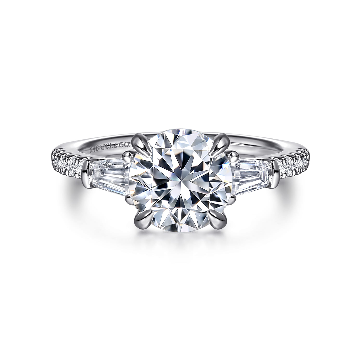 Kendal - 14K White Gold Round Three Stone Diamond Engagement Ring - 0.45 ct - Shot 1