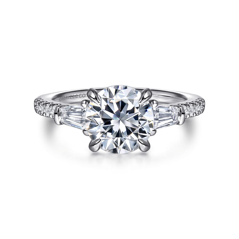 Kendal - 14K White Gold Round Three Stone Diamond Engagement Ring - 0.45 ct - Shot 1