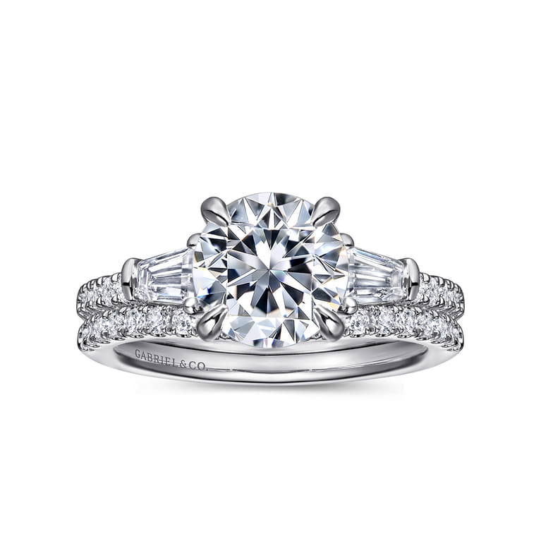 Kendal - 14K White Gold Round Three Stone Diamond Engagement Ring - 0.45 ct - Shot 4
