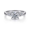Kristen - 14K White Gold Round Three Stone Diamond Engagement Ring with Kite Side Stones - 0.3 ct