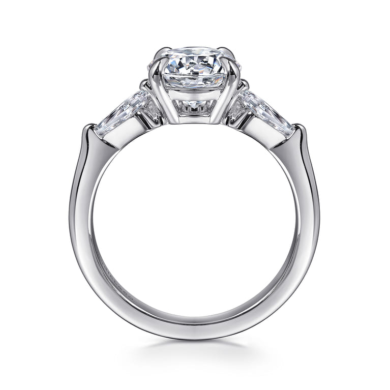 Kristen - 14K White Gold Round Three Stone Diamond Engagement Ring with Kite Side Stones - 0.3 ct - Shot 2