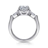 Kristen - 14K White Gold Round Three Stone Diamond Engagement Ring with Kite Side Stones - 0.3 ct