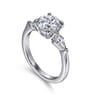 Kristen - 14K White Gold Round Three Stone Diamond Engagement Ring with Kite Side Stones - 0.3 ct