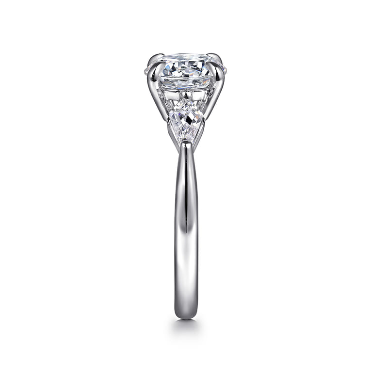 Kristen - 14K White Gold Round Three Stone Diamond Engagement Ring with Kite Side Stones - 0.3 ct - Shot 5