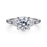 Madison - 14K White Gold Round Three Stone Lotus Diamond Engagement Ring - 0.3 ct