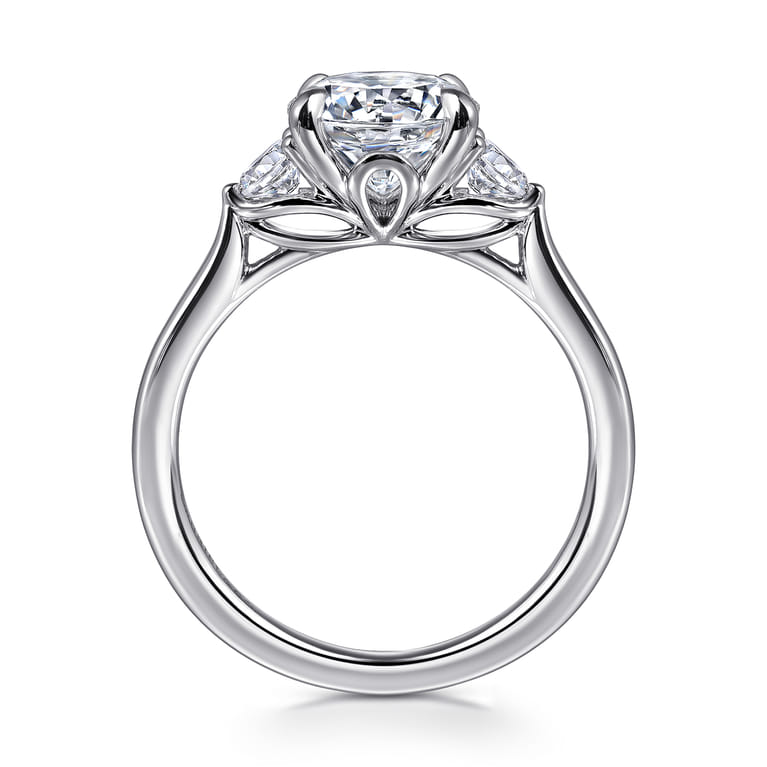 Madison - 14K White Gold Round Three Stone Lotus Diamond Engagement Ring - 0.3 ct - Shot 2