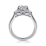 Madison - 14K White Gold Round Three Stone Lotus Diamond Engagement Ring - 0.3 ct
