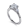 Madison - 14K White Gold Round Three Stone Lotus Diamond Engagement Ring - 0.3 ct