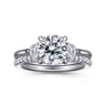 Madison - 14K White Gold Round Three Stone Lotus Diamond Engagement Ring - 0.3 ct