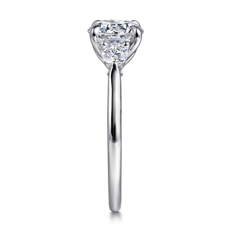 Madison - 14K White Gold Round Three Stone Lotus Diamond Engagement Ring - 0.3 ct - Shot 5