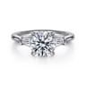 Miami - 14K White Gold Round Three Stone Lotus Diamond Engagement Ring - 0.3 ct
