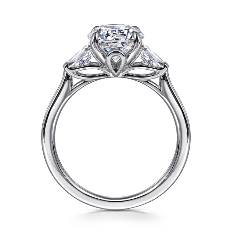 Miami - 14K White Gold Round Three Stone Lotus Diamond Engagement Ring - 0.3 ct - Shot 2