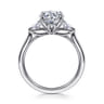 Miami - 14K White Gold Round Three Stone Lotus Diamond Engagement Ring - 0.3 ct