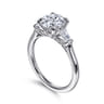 Miami - 14K White Gold Round Three Stone Lotus Diamond Engagement Ring - 0.3 ct