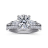 Miami - 14K White Gold Round Three Stone Lotus Diamond Engagement Ring - 0.3 ct