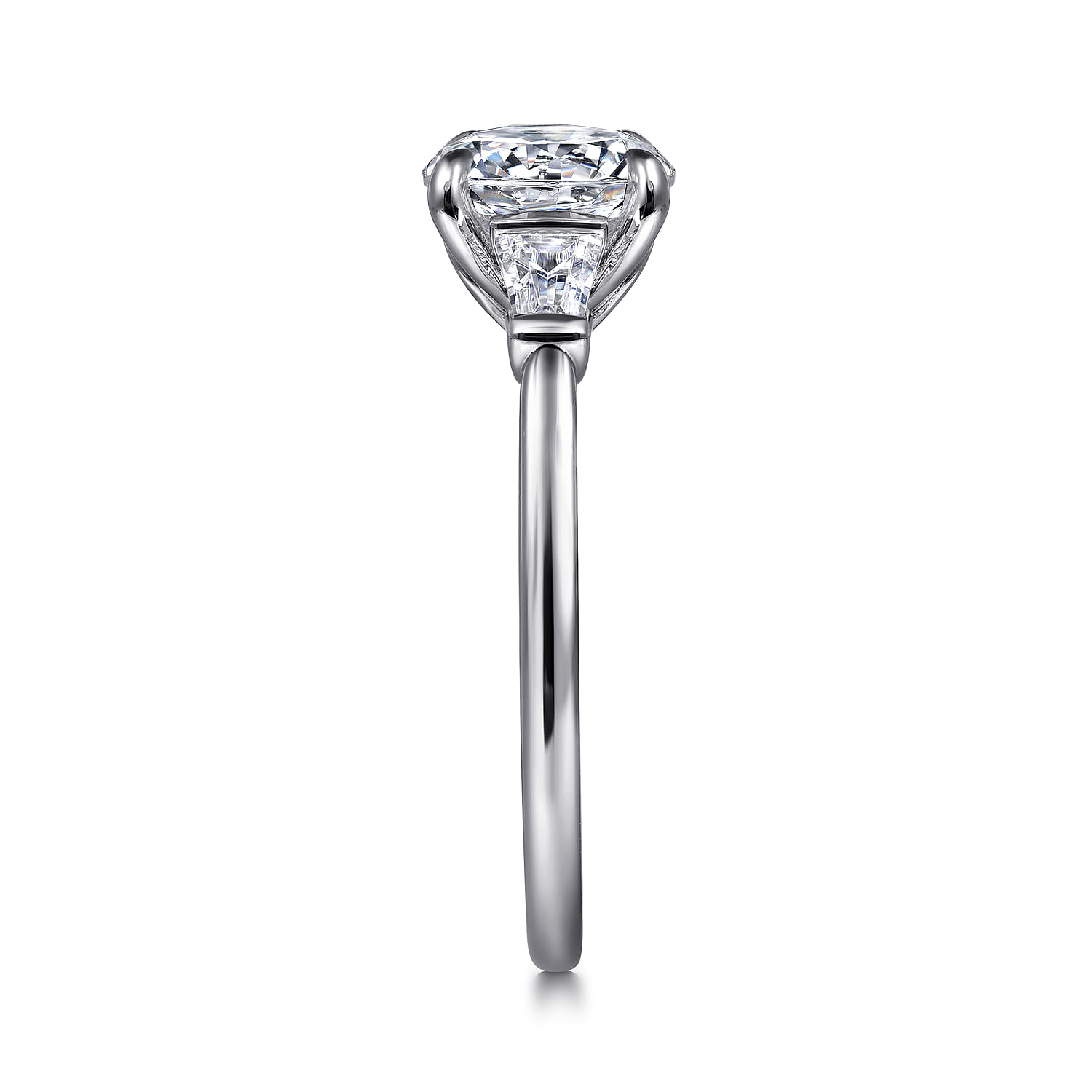 Miami - 14K White Gold Round Three Stone Lotus Diamond Engagement Ring - 0.3 ct - Shot 5