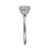 Miami - 14K White Gold Round Three Stone Lotus Diamond Engagement Ring - 0.3 ct