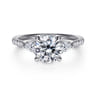 Monty - 14K White Gold Round Three Stone Lotus Diamond Engagement Ring - 0.35 ct