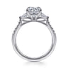 Monty - 14K White Gold Round Three Stone Lotus Diamond Engagement Ring - 0.35 ct
