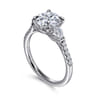 Monty - 14K White Gold Round Three Stone Lotus Diamond Engagement Ring - 0.35 ct