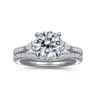 Monty - 14K White Gold Round Three Stone Lotus Diamond Engagement Ring - 0.35 ct