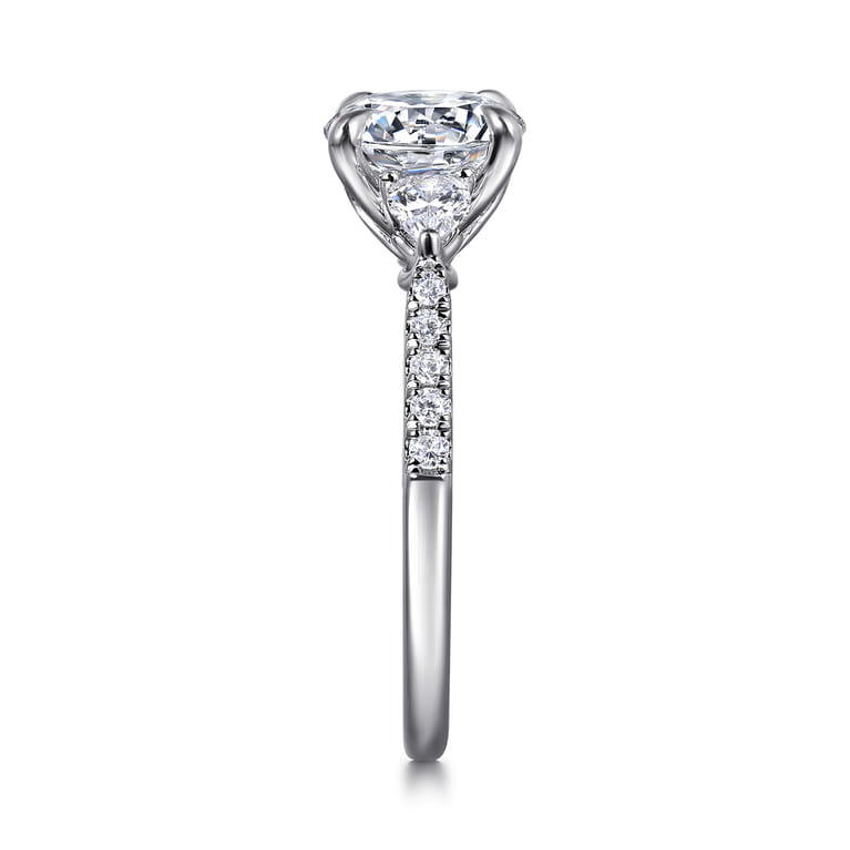 Monty - 14K White Gold Round Three Stone Lotus Diamond Engagement Ring - 0.35 ct - Shot 5