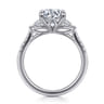 Monty - 14K White Gold Round Three Stone Lotus Diamond Engagement Ring - 0.35 ct