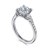 Monty - 14K White Gold Round Three Stone Lotus Diamond Engagement Ring - 0.35 ct