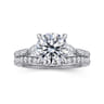 Monty - 14K White Gold Round Three Stone Lotus Diamond Engagement Ring - 0.35 ct