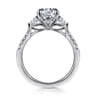 Moon - 14K White Gold Round Three Stone Lotus Diamond Engagement Ring - 0.45 ct