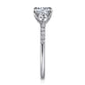 Moon - 14K White Gold Round Three Stone Lotus Diamond Engagement Ring - 0.45 ct
