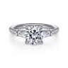 Nadia - 14K White Gold Round Three Stone Lotus Diamond Engagement Ring - 0.45 ct