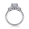 Nadia - 14K White Gold Round Three Stone Lotus Diamond Engagement Ring - 0.45 ct