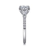 Nadia - 14K White Gold Round Three Stone Lotus Diamond Engagement Ring - 0.45 ct