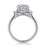 Nigela - 14K White Gold Round Three Stone Lotus Diamond Engagement Ring - 0.4 ct