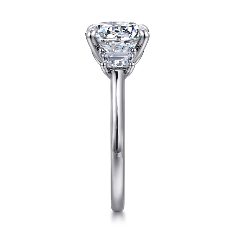 Nigela - 14K White Gold Round Three Stone Lotus Diamond Engagement Ring - 0.4 ct - Shot 5