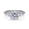 Nigela - 14K White Gold Round Three Stone Lotus Diamond Engagement Ring - 0.4 ct