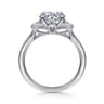 Nigela - 14K White Gold Round Three Stone Lotus Diamond Engagement Ring - 0.4 ct