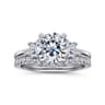 Nigela - 14K White Gold Round Three Stone Lotus Diamond Engagement Ring - 0.4 ct