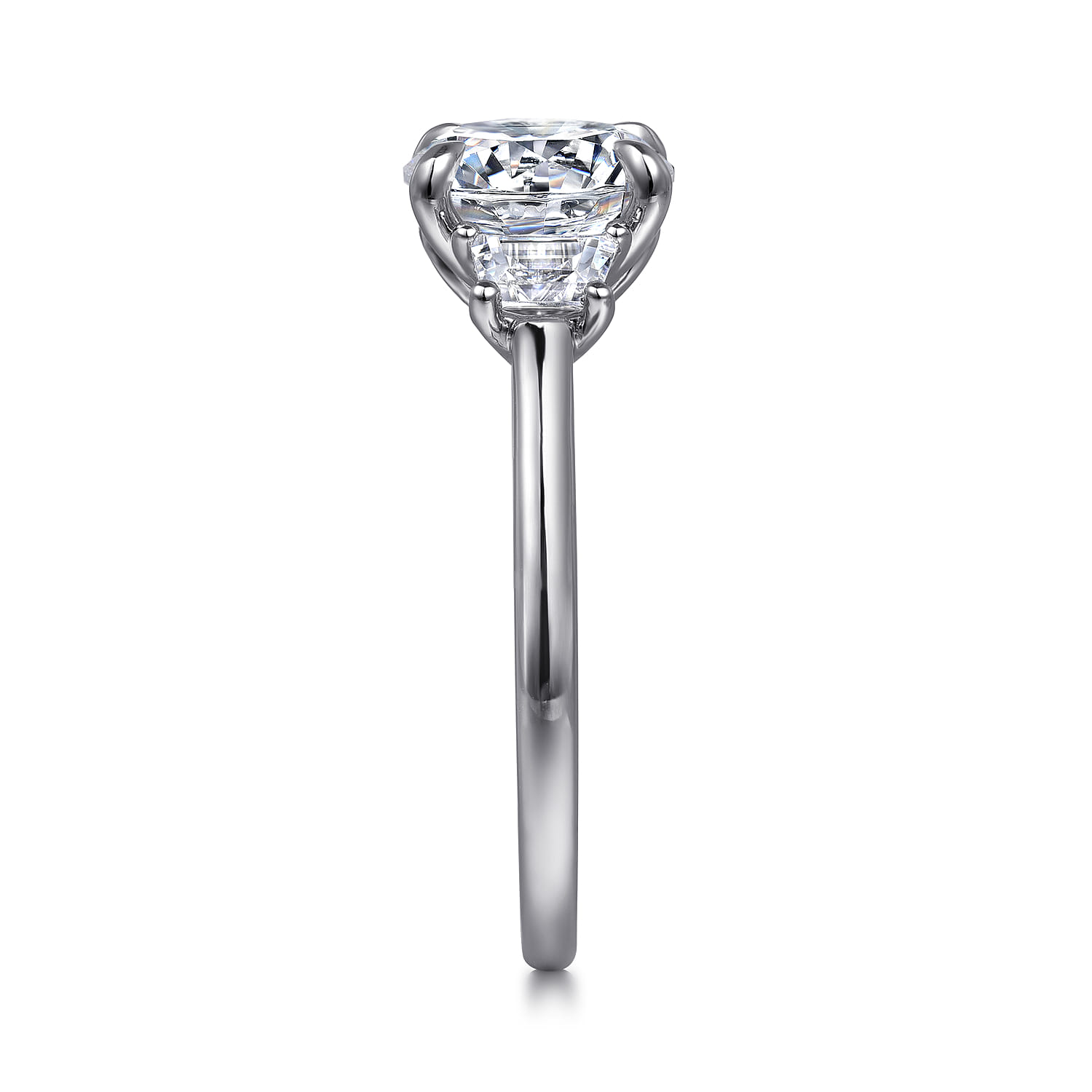 Nigela - 14K White Gold Round Three Stone Lotus Diamond Engagement Ring - 0.4 ct - Shot 5
